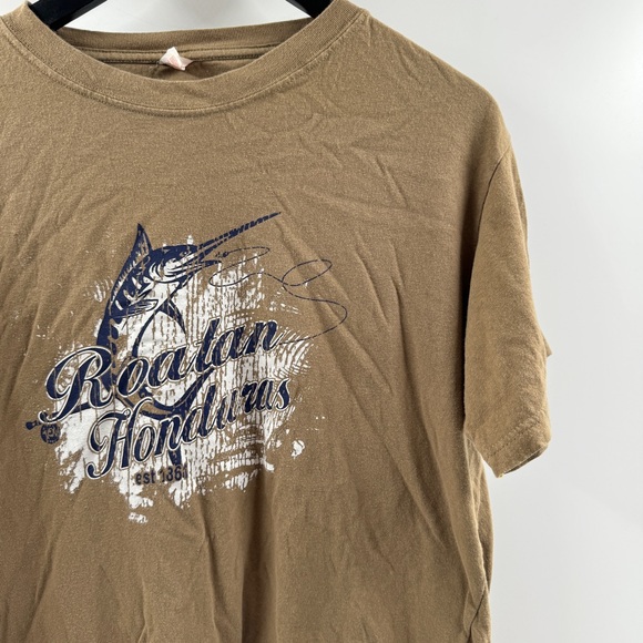 Roatan Honduras Swordfish Graphic T-Shirt Brown Short Sleeve Size XL - Picture 2 of 7